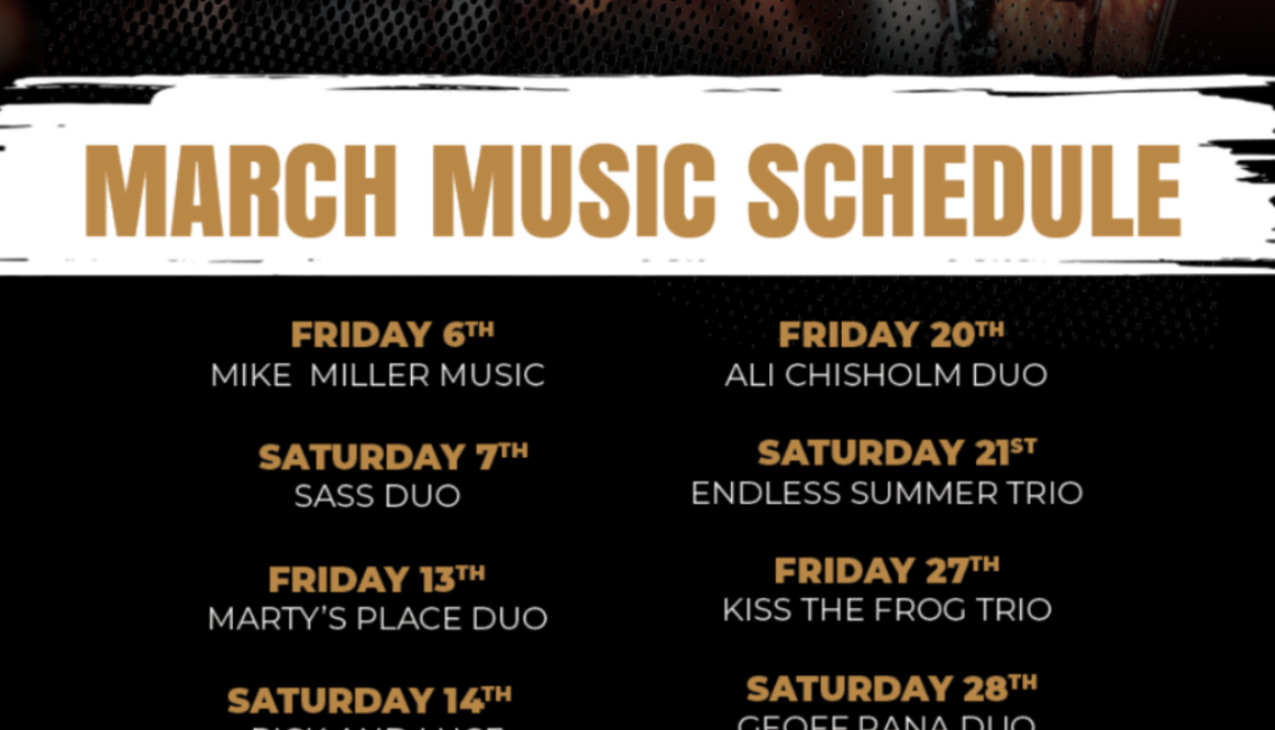 COE March Monthly Music Schedule FB Post