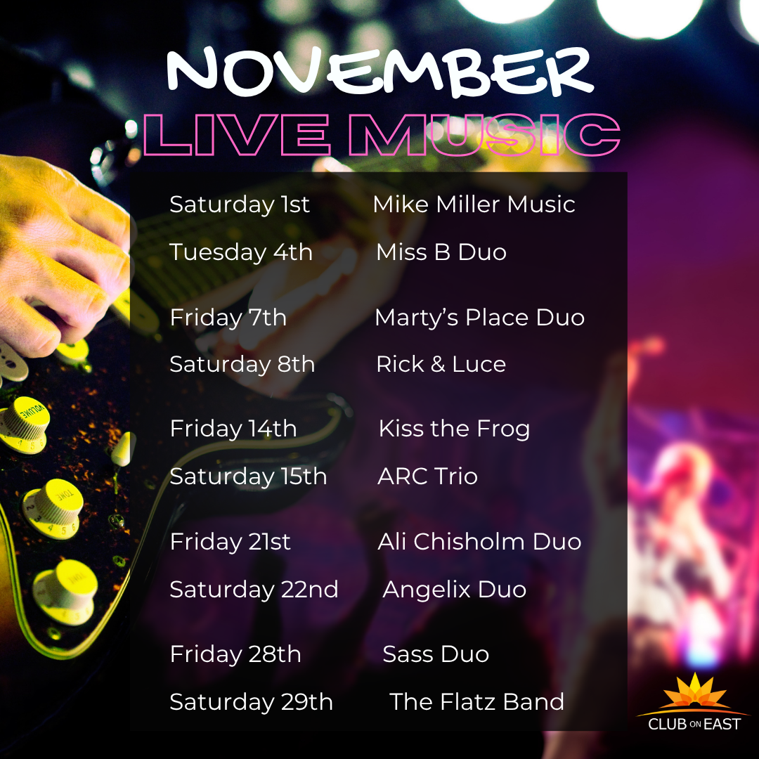 Club on East - November 2025 Live Music FB POST